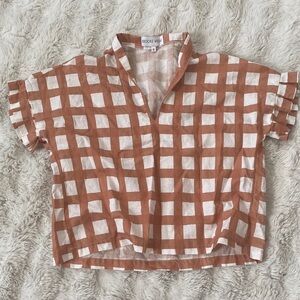 Checkered Short Sleeve Blouse